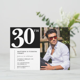 Zwart-wit uitnodigingen voor 30ste verjaardag