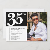 Zwart-wit uitnodigingen voor 35e verjaardag (Voorkant)