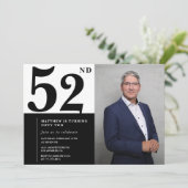 Zwart-wit uitnodigingen voor 52ste verjaardag met (Staand voorkant)