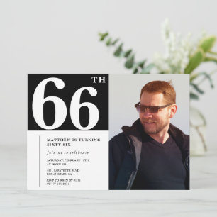Zwart-wit uitnodigingen voor 66ste verjaardag met