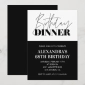 Zwart-wit uitnodigingen voor 68e verjaardag Diner (Voorkant / Achterkant)