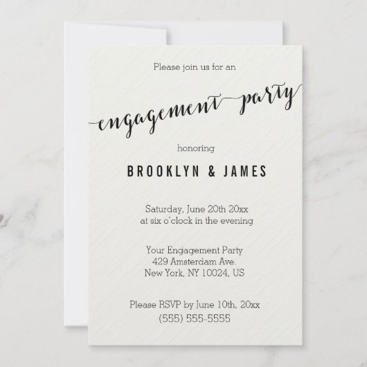 Zwart-wit uitnodigingen voor verlovingsfeest (Voorkant)