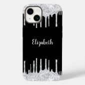 Zwart wit uitstrijken Glitter Silver Monogram Case-Mate iPhone Case (Achterkant)