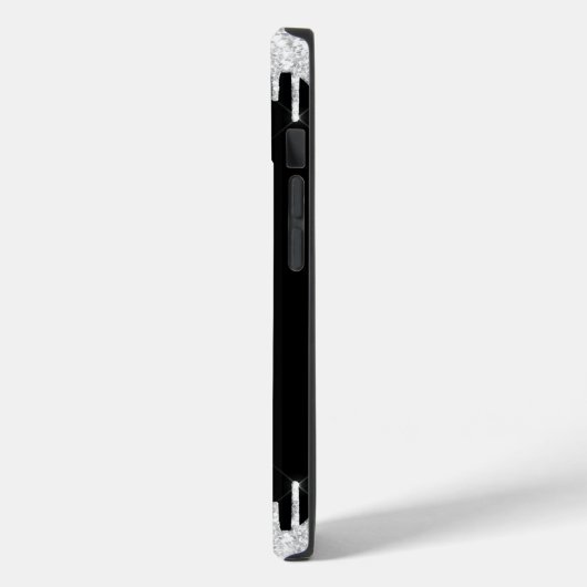 Zwart wit uitstrijken Glitter Silver Monogram Case-Mate iPhone Case (Achterkant / Links)