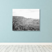 Zwart-wit Uitzicht over de Grand Canyon 16x20 Canvas Afdruk (Insitu (Houten vloer))