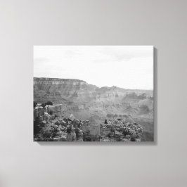 Zwart-wit Uitzicht over de Grand Canyon 16x20 Canvas Afdruk