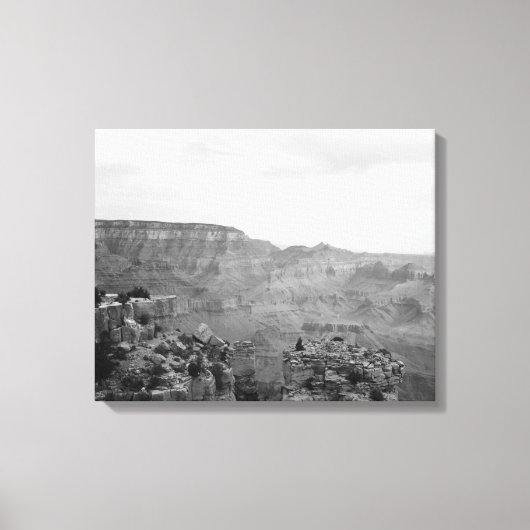 Zwart-wit Uitzicht over de Grand Canyon 16x20 Canvas Afdruk (Voorkant)