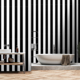 Zwart-wit ultra brede 4 inch streep behang