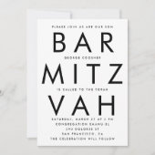 Zwart Wit Ultra Modern Bar Mitswa Kaart (Voorkant)