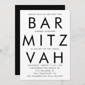 Zwart Wit Ultra Modern Bar Mitswa Kaart (Voorkant / Achterkant)