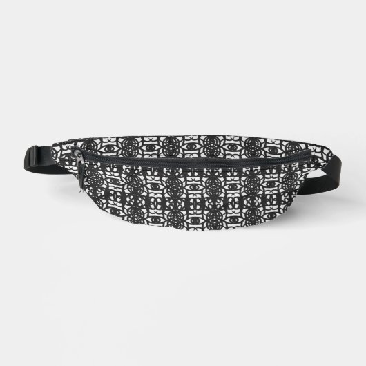 Zwart & wit uniek abstract patroon heuptasje (Voorkant)