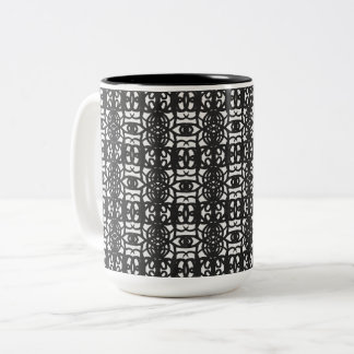 Zwart & Wit Uniek Abstract Patroon Tweekleurige Koffiemok