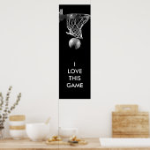 Zwart & Wit Uniek Basketbal Art Poster (Keuken)