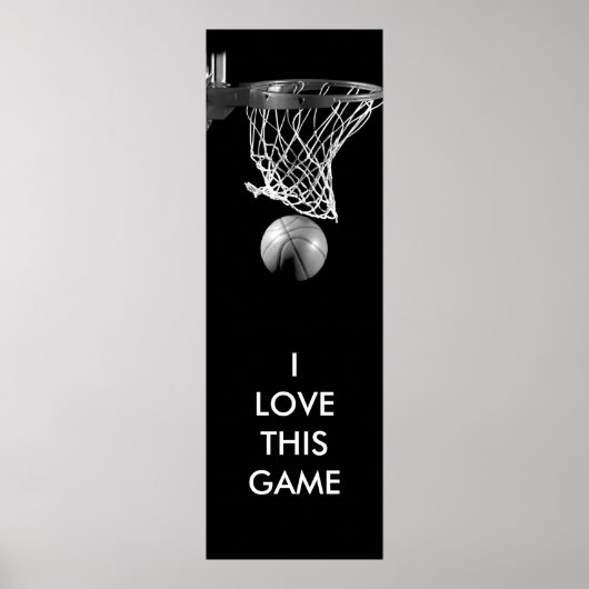 Zwart & Wit Uniek Basketbal Art Poster (Voorkant)
