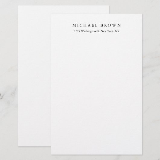 Zwart-wit Uniek Klassiek Elegant Gewoon Laagzand Briefpapier (Voorkant / Achterkant)