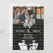 Zwart Wit Uniek Leuk Eenvoudig Schattige Anime Bru Save The Date (Voorkant)