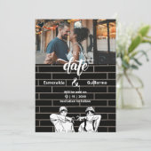 Zwart Wit Uniek Leuk Eenvoudig Schattige Anime Bru Save The Date (Staand voorkant)