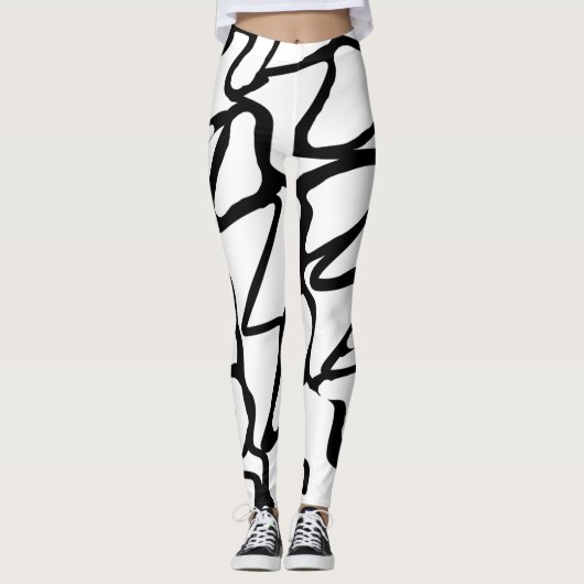 Zwart-wit uniek ontwerp leggings (Voorkant)