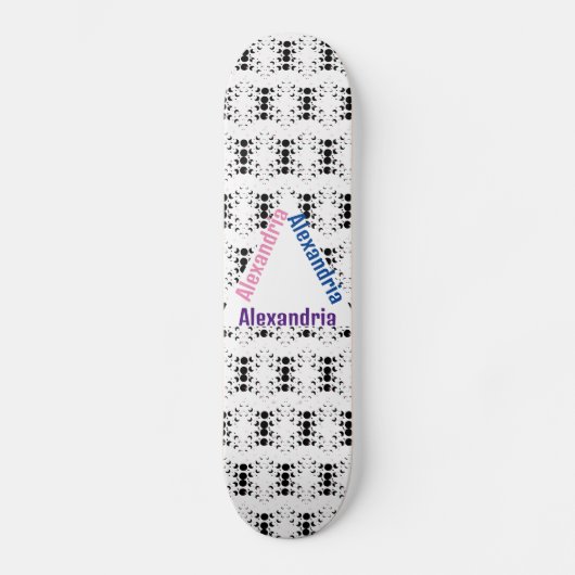 Zwart-wit unieke aangepaste naam muur kunstwerk persoonlijk skateboard (Voorkant)