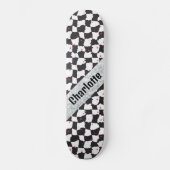 Zwart Wit Unieke dambordstijl met sterren Persoonlijk Skateboard (Voorkant)