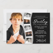 Zwart & Wit Unieke Filmstrip 6 Foto Afstuderen Kaart (Voorkant)