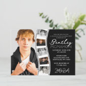 Zwart & Wit Unieke Filmstrip 6 Foto Afstuderen Kaart (Staand voorkant)