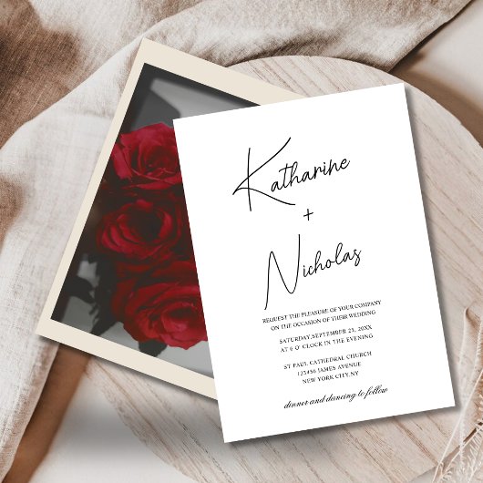 Zwart-wit unieke klassieke bruiloft kaart