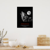 Zwart Wit Unieke Motivatie Wolf Howls Print (Keuken)