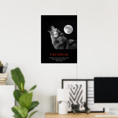 Zwart Wit Unieke Motivatie Wolf Howls Print (Thuiskantoor)