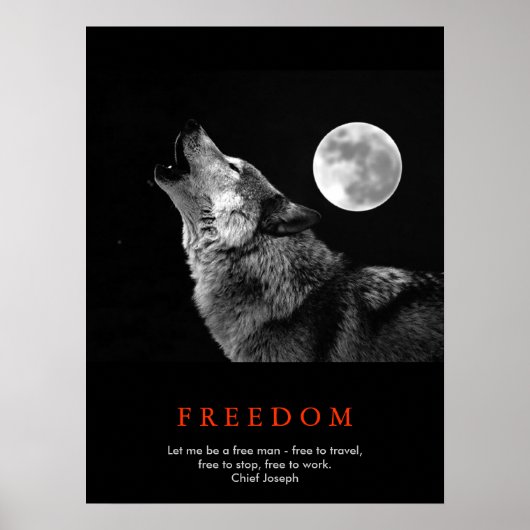 Zwart Wit Unieke Motivatie Wolf Howls Print (Voorkant)