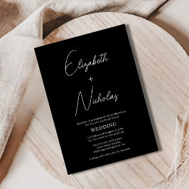 Zwart-wit unieke stijlvolle typografie bruiloft kaart