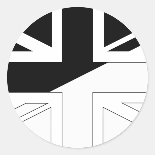 Zwart-wit Union Jack Britse (UK) vlag Ronde Sticker (Voorkant)