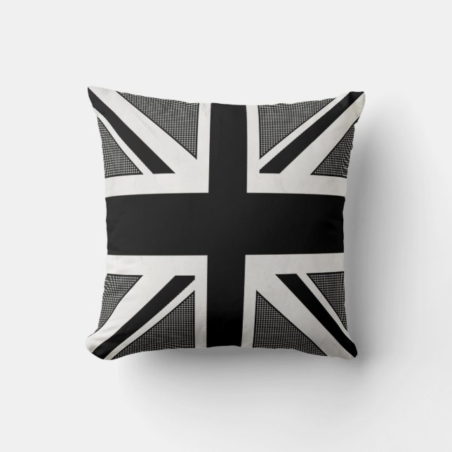 Zwart/Wit Union Jack Decor Kussen (Voorkant)
