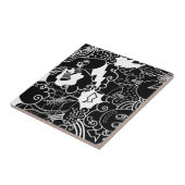 Zwart-wit Urban Graffiti-patroon Tegeltje (Zijkant)