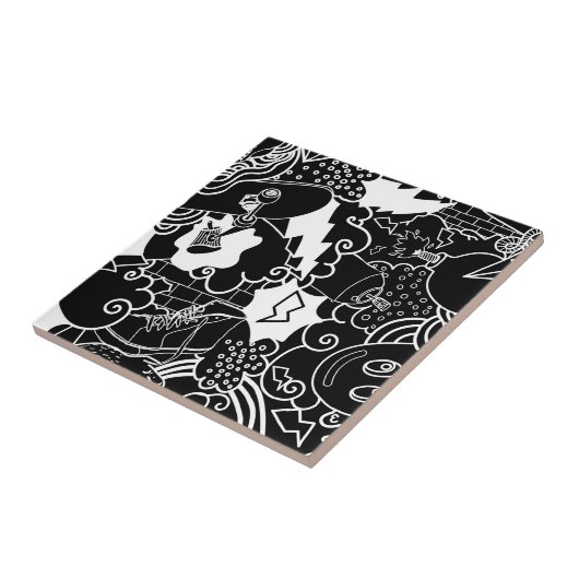 Zwart-wit Urban Graffiti-patroon Tegeltje (Zijkant)