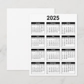 Zwart-wit USA 2025 Jaarlijkse Kalender Platte Kaar (Voorkant / Achterkant)