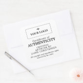 Zwart wit uw echtheidscertificaat voor Logo Vierkante Sticker (Envelop)