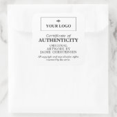 Zwart wit uw echtheidscertificaat voor Logo Vierkante Sticker (Tas)