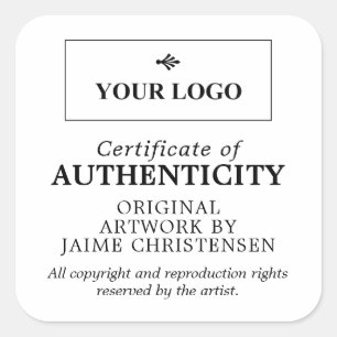 Zwart wit uw echtheidscertificaat voor Logo Vierkante Sticker