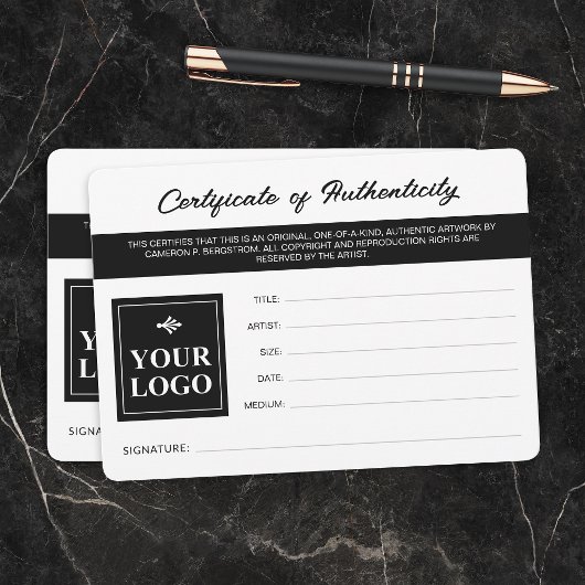 Zwart Wit Uw Logo Certificaat van Echtheid
