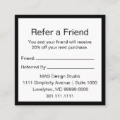 Zwart & Wit Uw Logo Hier Verwijs een Vriend Aanbevelingskaartje (Voorkant)