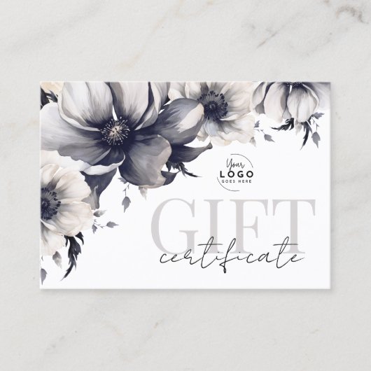 Zwart Wit Uw Logo Zakelijk Cadeaubon Visitekaartje (Voorkant)
