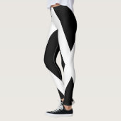 Zwart wit V gelanterd Stripe geometrische kleurenb Leggings (Links)