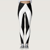 Zwart wit V gelanterd Stripe geometrische kleurenb Leggings (Voorkant)