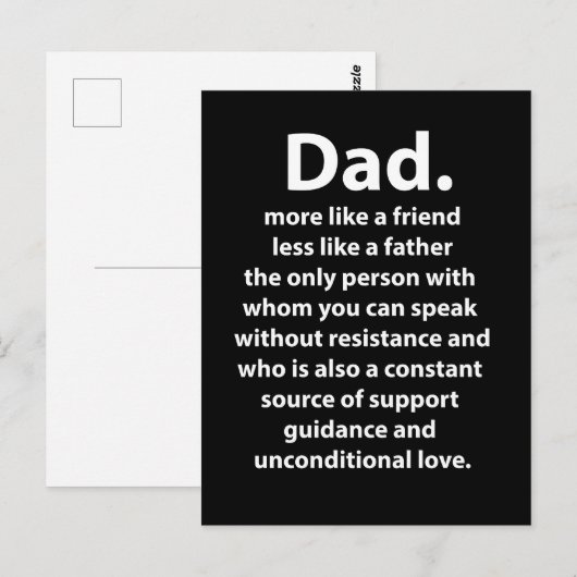 Zwart-Wit Vader Papa Citaat Briefkaart (Voorkant / Achterkant)