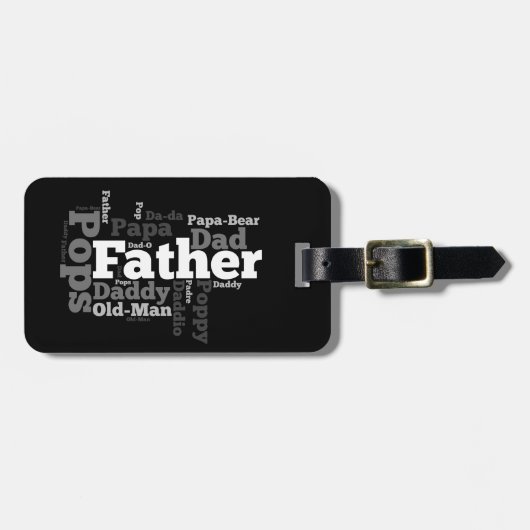 Zwart-wit Vader Word Collage Bagagelabel (Voorkant horizontaal)