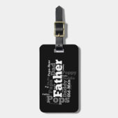 Zwart-wit Vader Word Collage Bagagelabel (Voorkant verticaal)