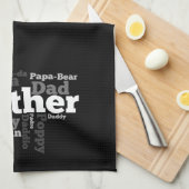 Zwart-wit Vader Word Collage Theedoek (Quarter Fold)