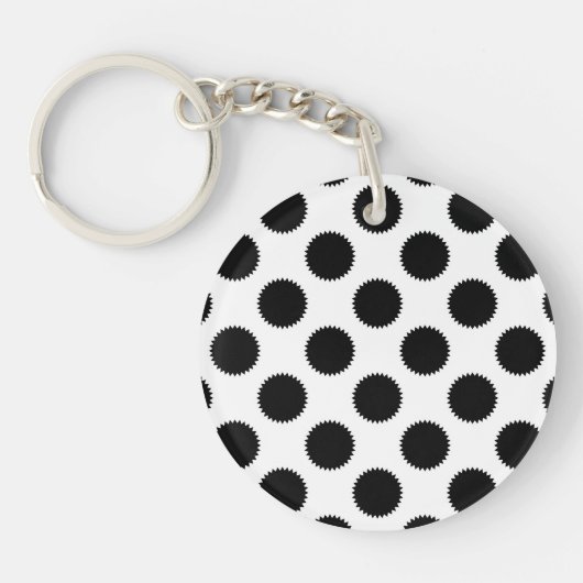 Zwart-wit vage stippenpatroon sleutelhanger (Voorkant)