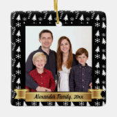 Zwart-wit vakantie patroon foto keramisch ornament (Voorkant)